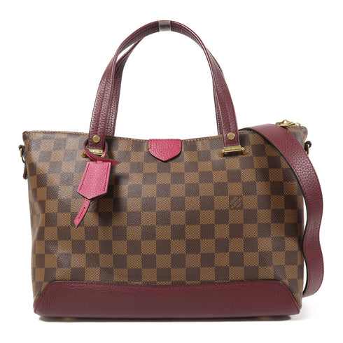 LOUIS VUITTON LV GHW Hyde Park 2 Way Bag N41015 Damier Ebene Brown/Red/Purple