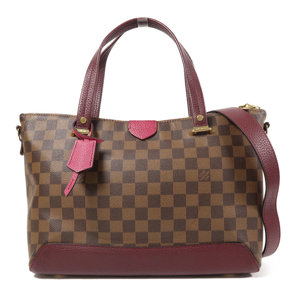 LOUIS VUITTON LV GHW Hyde Park 2 Way Bag N41015 Damier Ebene Brown/Red/Purple