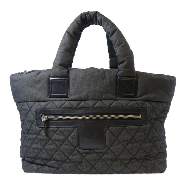 CHANEL Quilted CC SHW Coco Cocoon Tote Bag Canvas Grey