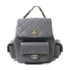 CHANEL Quilted CC SHW Backpack Rucksack Calfskin Leather Grey