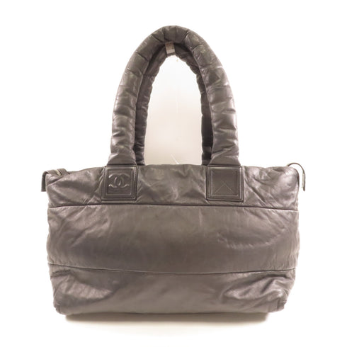 CHANEL CC SHW Coco Cocoon Tote Bag Lambskin Leather Black