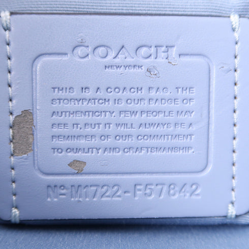 COACH SHW Tote Shoulder Bag M1722-F57842 Coated Canvas Beige Light Blue