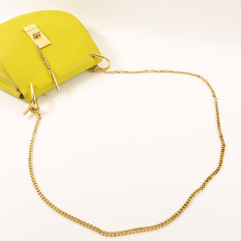 CHLOE GHW Drew Bag Chain Shoulder Bag Calfskin Leather Yellow