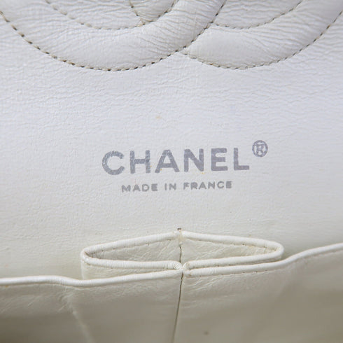 CHANEL Quilted CC SHW Classic 25 Chain Shoulder Bag Calfskin Leather White