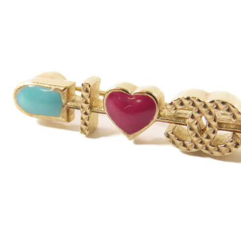 CHANEL CC Brooch Pin Metal PVC Gold White