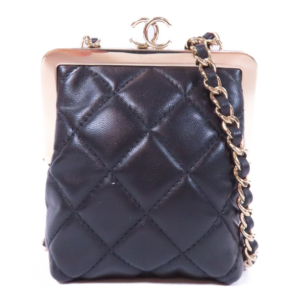 CHANEL Quilted CC GHW Chain Shoulder Bag AP2496 Lambskin Leather Black