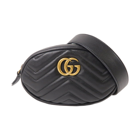 GUCCI GG GHW GG Marmont Belt Bag Waist Bag 476434 Calfskin Leather Black