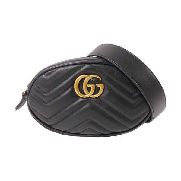 GUCCI GG GHW GG Marmont Belt Bag Waist Bag 476434 Calfskin Leather Black
