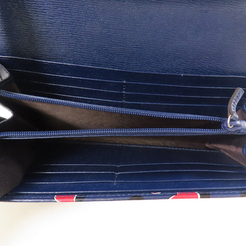 GUCCI GG GHW Long Wallet Calfskin Leather Blue/Red