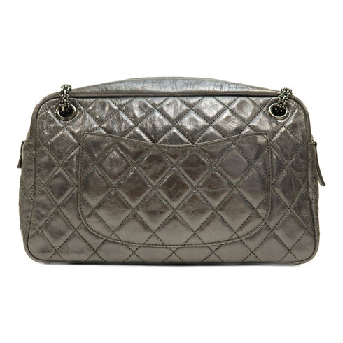 CHANEL Quilted CC SHW 2.55 Chain Shoulder Bag Calfskin Leather Silver
