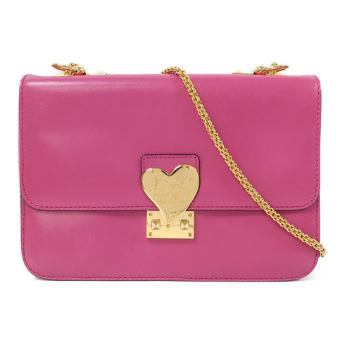 Valentino GHW Chain Shoulder Bag Calfskin Leather Pink
