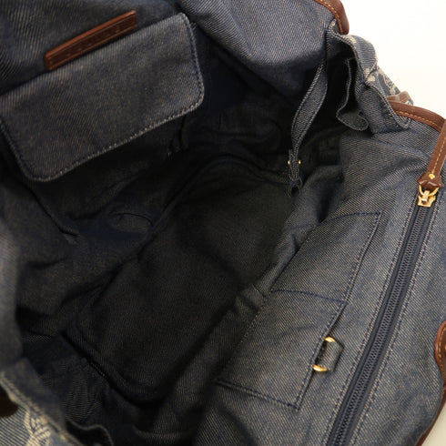 CELINE GHW Shoulder Bag Denim Brown/Blue