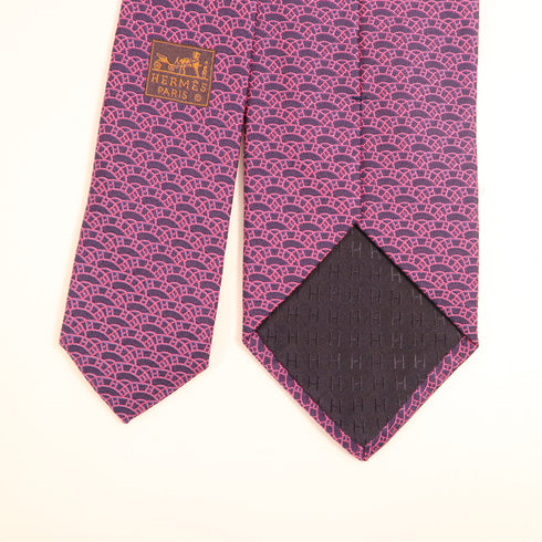 HERMES Tie Ties Silk Purple