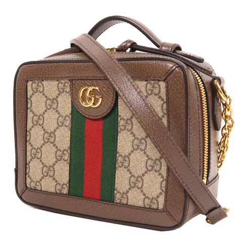 GUCCI GG GHW Ophidia GG Mini 2 Way Bag 602576 Coated Canvas/Leather Brown