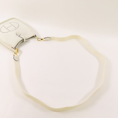 HERMES GHW Evelyne TPM Shoulder Bag Clemence New White