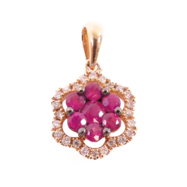 Jewelry Ruby 0.8ct Diamond Pendant Top 18K Rose Gold
