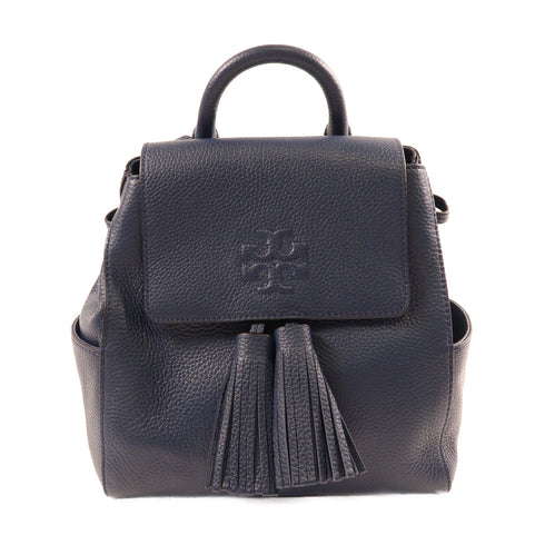 Tory Burch TB GHW Backpack Rucksack Calfskin Leather Blue
