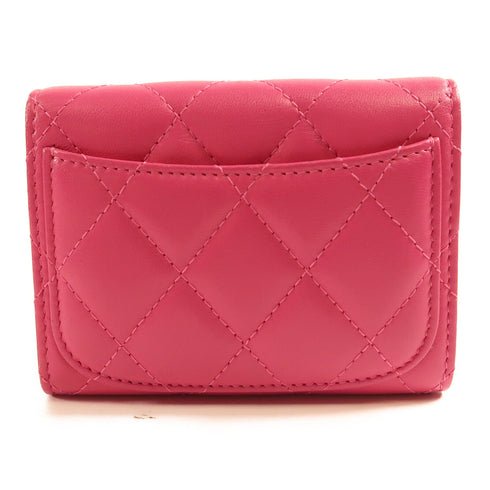CHANEL CC SHW Card Case Purse Lambskin Leather Pink