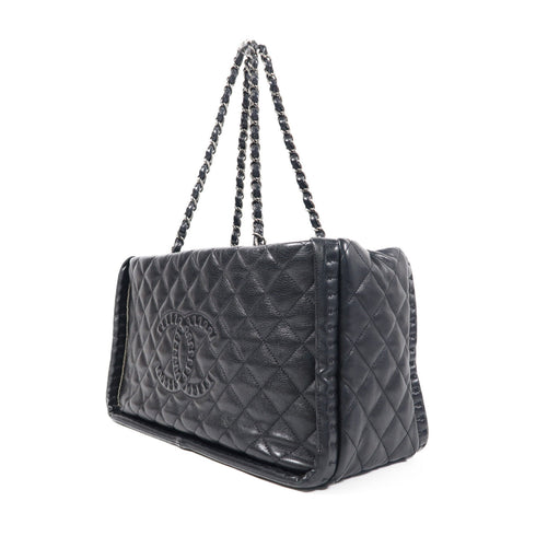 CHANEL Quilted CC SHW Chain Shoulder Bag Calfskin Leather Black v3