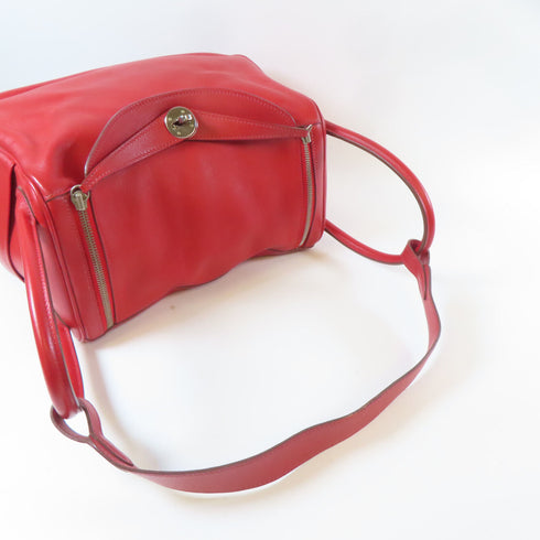 HERMES PHW Lindy 30 2 Way Shoulder Hand Bag Veau Swift Leather Rouge Casaque