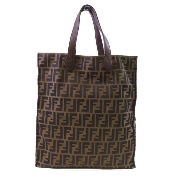 FENDI Zucca Tote Bag Handbag 8BH263-Q0M Canvas Brown