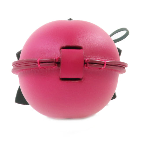 LOEWE Peach Pouch Charm With Strap Calfskin Leather Pink Green