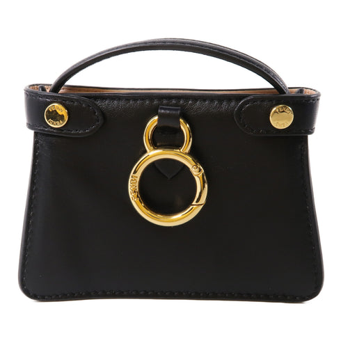FENDI GHW Peekaboo Bag Charm Leather Black