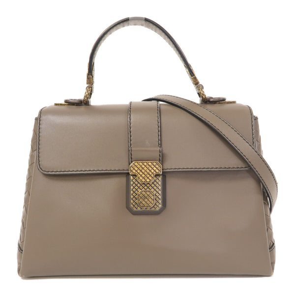 BOTTEGA VENETA BV 2 Way Shoulder Bag Calfskin Leather Grey