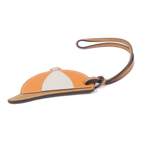 HERMES Paddock Bombe Charm Veau Swift Leather Orange Brown Beige