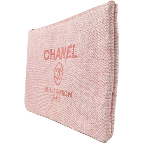 CHANEL CC SHW Pochette Pouch Clutch Bag Tweed Pink