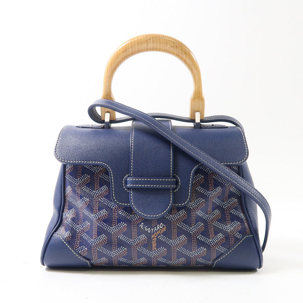 GOYARD SHW Saigon 2 Way Shoulder Bag Handag Coated Canvas/Leather Navy