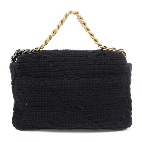CHANEL CC Chanel 19 2 Way Chain Shoulder Bag Cotton Black