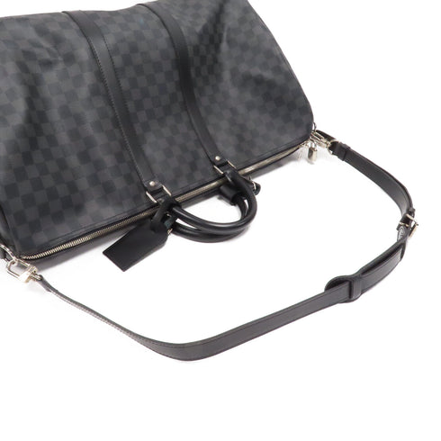 LOUIS VUITTON LV SHW Keepall 55 Boston Travel Bag N41413 Damier Graphite Gray