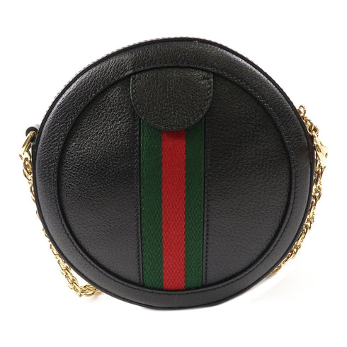 GUCCI GG GHW Ophidia GG Mini Round Shoulder Crossbody Bag 550618 Calfskin Black