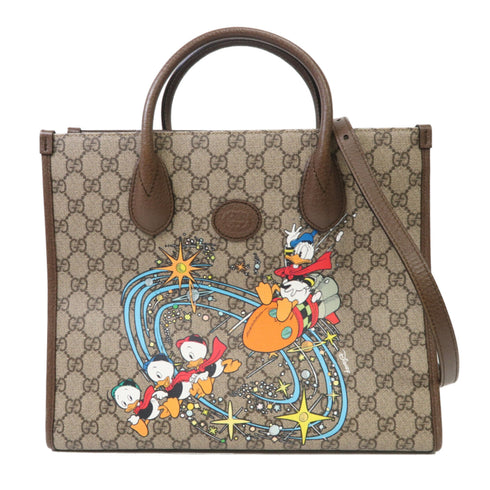 GUCCI GG GHW Disney GG Supreme 2 Way Bag Handbag 648134 Coated Canvas Beige