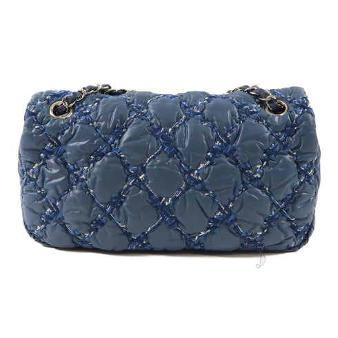 CHANEL CC SHW Chain Shoulder Handbag Nylon Blue