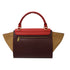 CELINE GHW Trapeze 2 Way Shoulder Bag Handbag Calfskin Leather Red/Brown