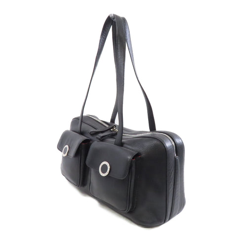 BVLGARI SHW Shoulder Bag Calfskin Leather Black