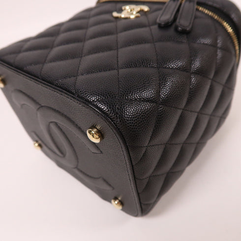 CHANEL CC GHW Vanity Bag 2 Way Chain Shoulder Crossbody AS2362 Calfskin Leather