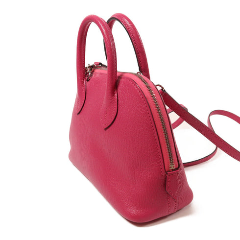 HERMES PHW Mini Bolide 2 Way Shoulder Bag Chevre Leather Rose Pourpre Pink