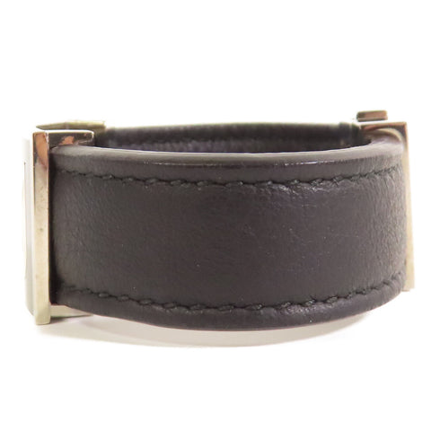 FENDI SHW Bracelet Bangle Calfskin Leather Black
