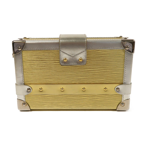 LOUIS VUITTON LV GHW SHW Petite Malle Shoulder Bag Epi Metal M50017 Gold/Silver