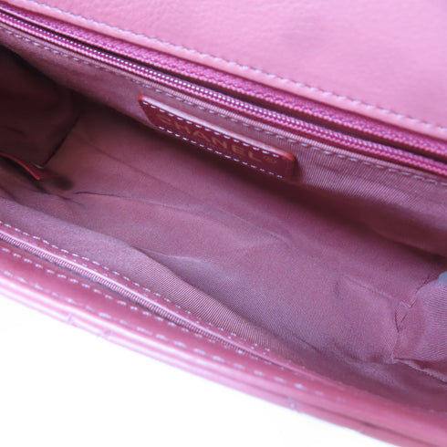 CHANEL Quilted CC GHW Chain Shoulder Handbag Calfskin Leather Pink