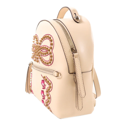 FENDI SHW Backpack Rucksack 8BZ038 Lambskin Leather Beige