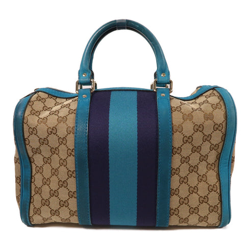 GUCCI GG GHW Boston Bag 2Way Shoulder Hand Bag 247205 Canvas Blue