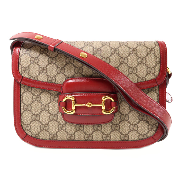Gucci GG GHW Horsebit 1955 Shoulder Bag Coated Canvas/Leather Brown/Red