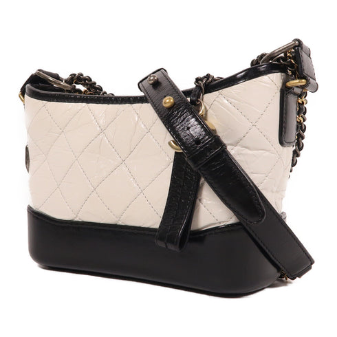 CHANEL CC Gabrielle Small Chain Shoulder Bag Calfskin Leather White/Black