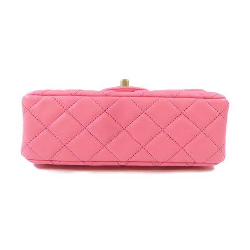 CHANEL Quilted CC GHW Mini Classic 20 Chain Shoulder Bag Lambskin Leather Pink