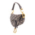 Christian Dior CD GHW Mini Saddle Handbag Canvas Navy/Beige