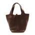 HERMES GHW Picotin PM Tote Bag Clemence Leather 47 Chocolat